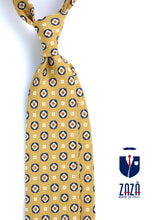 GEMINA unlined yellow tailored tie in linen/silk